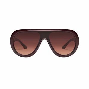 Brown Gradient Oversized Shield Sunglasses